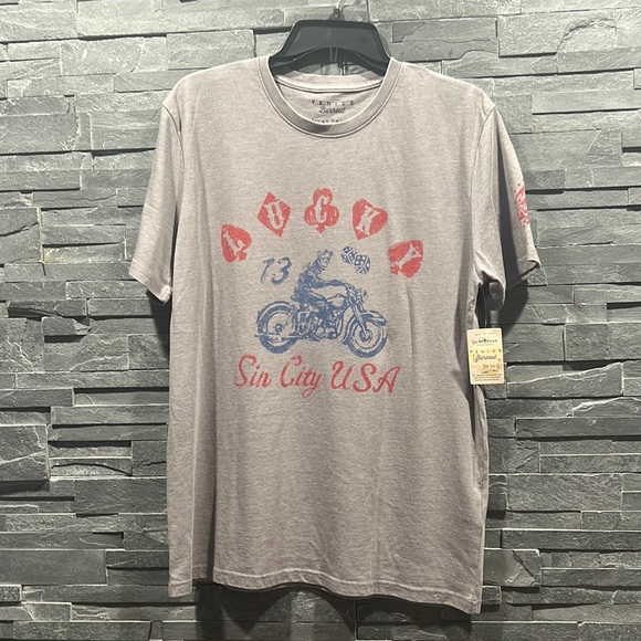 Lucky Brand Short Sleeve Crew Neck Graphic Garment Washed Distressed T Shirt - Picture 3 of 7